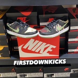 Nike Dunk Low Crazy Camo Black Multi Olive 5.5Y